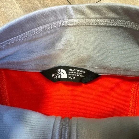 The North Face Mens 1/4 Zip Long Sleeve Pullover Bright Orange Grey M - Picture 3 of 6